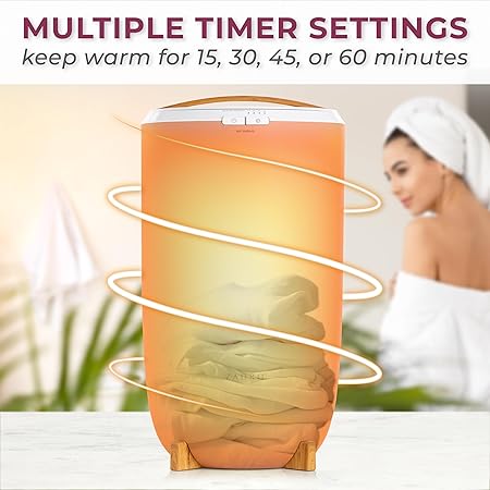 Zadro Large Aromatherapy Towel Warmer Bucket - with Essential Oil Wood Disk for Spa and Bathroom, Luxury Stainless Steel Towel Heater, Auto Shut off, Fits 2 large Towels, Blanket, Bathrobe, PJs