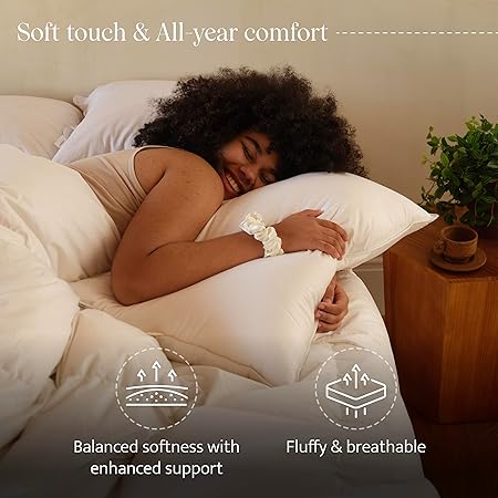 Double Stitch Down Pillow, 3-Chamber White Bed Pillow for Sleeping, Sourced in America, Made in Canada, Luxury 400 Thread Count 100% Cotton Shell, 700 Fill Power, Firm, King, 20" x 36"