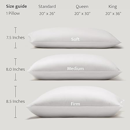 Double Stitch Down Pillow, 3-Chamber White Bed Pillow for Sleeping, Sourced in America, Made in Canada, Luxury 400 Thread Count 100% Cotton Shell, 700 Fill Power, Firm, King, 20" x 36"